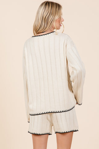 Curvy 2-Piece Blanket Stitch Sweater Set