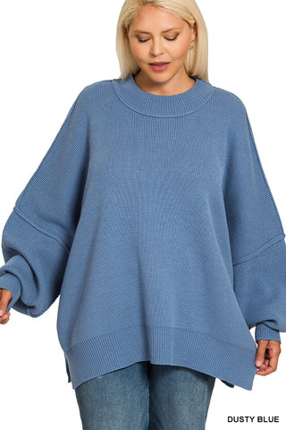 Curvy Side Slit Oversized Sweater