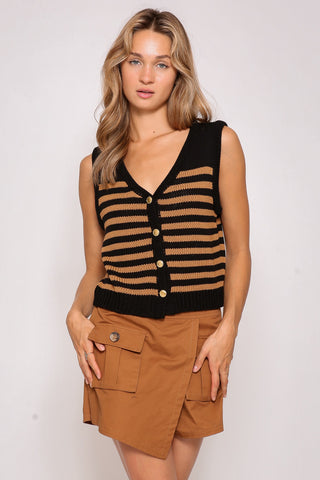 Stylish Stiped Button Down Vest | JQ Clothing Co.