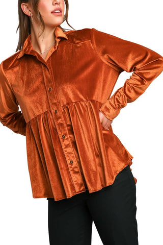 Burnt Orange Button Down Tunic | JQ Clothing Co.