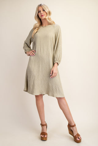 A-Line Textured Dress w/Elastic Cuffs | JQ Clothing Co.