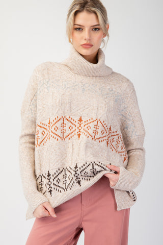 Turtle Neck Patterned Sweater | JQ Clothing Co.