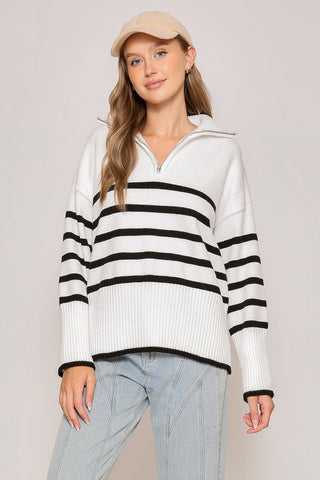 Tennis Babe Striped Polo Sweater | JQ Clothing Co.