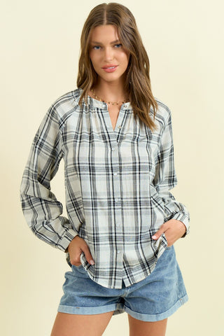 Lightweight Flannel Snap Blouse