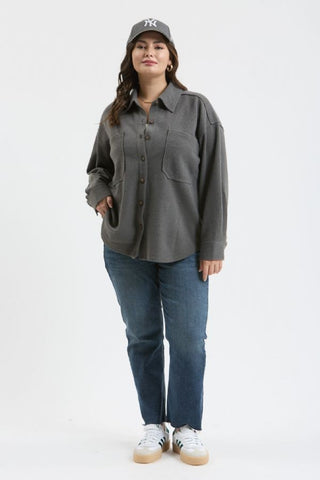 Curvy Rib Knit Button Up Top | JQ Clothing Co.