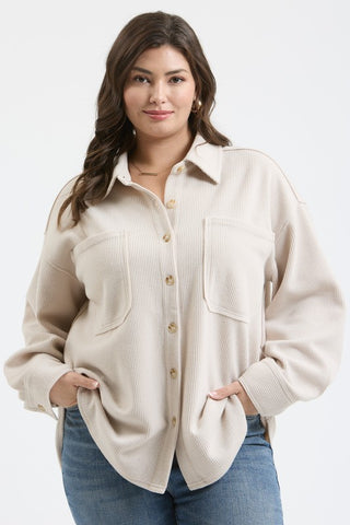 Curvy Rib Knit Button Up Top | JQ Clothing Co.