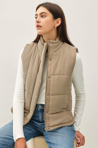 Suede-Like Puffer Vest | JQ Clothing Co.