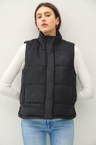 Suede-Like Puffer Vest | JQ Clothing Co.