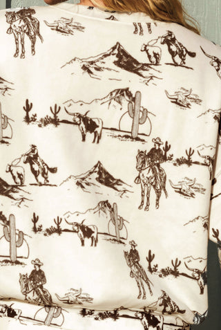 WESTERN PRINTED Sweatshort/Sweatshirt Set