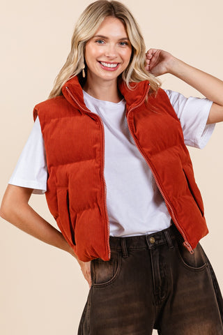 Carefree Corduroy Puffer Vest | JQ Clothing Co.