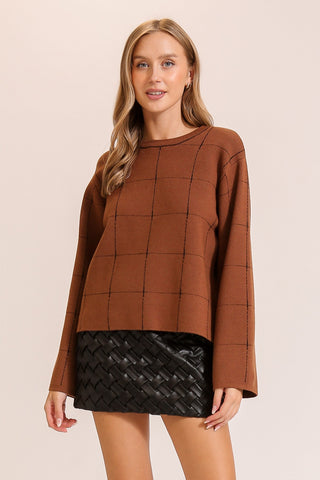 Brown/Black Gingham Sweater | JQ Clothing Co.