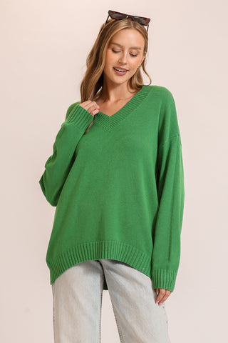 Relaxed Green V-Neck Sweater | JQ Clothing Co.