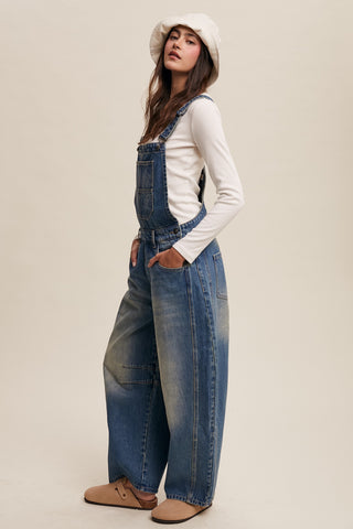 Blue Denim Barrel Jean Overall