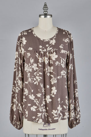 Floral Print Woven LS Top | JQ Clothing Co.