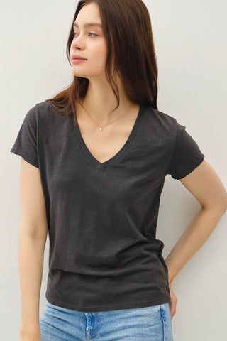 Classic V-neck Raw Trim SS Tee