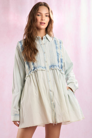 Pintuck & Ruffle Detail Shirt Dress | JQ Clothing Co.