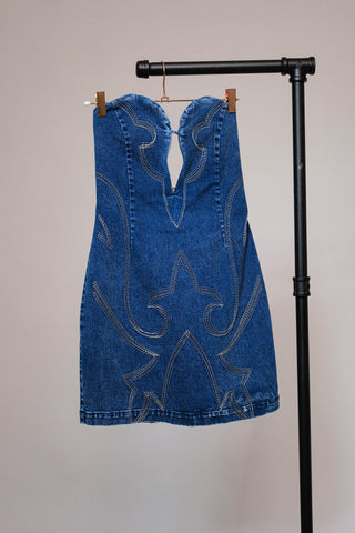 Sweetheart Sweetheart Cutout Denim Minidress