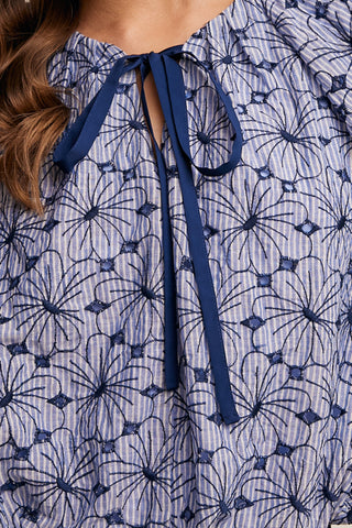 Embroidered Floral Balloon Top