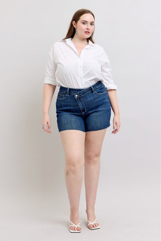 Curvy JB Criss-Cross Waistband HW Shorts