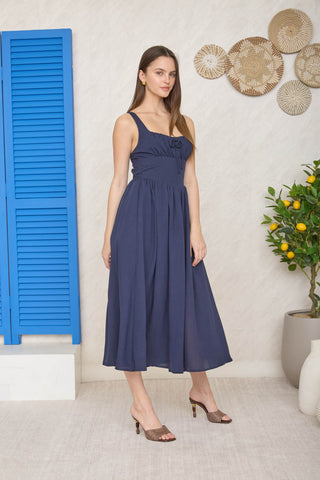 Front Tie Corset Detail Midi Dress