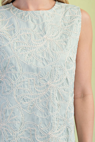 Embroidered Sleeveless Round Neck Top