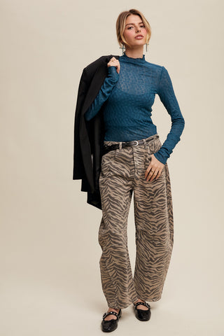 Zebra Print Barrel Jeans
