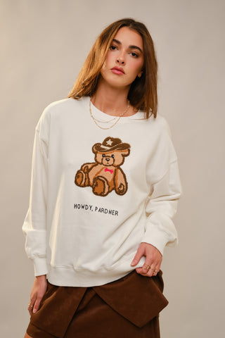Chenille Teddy Western Sweatshirt