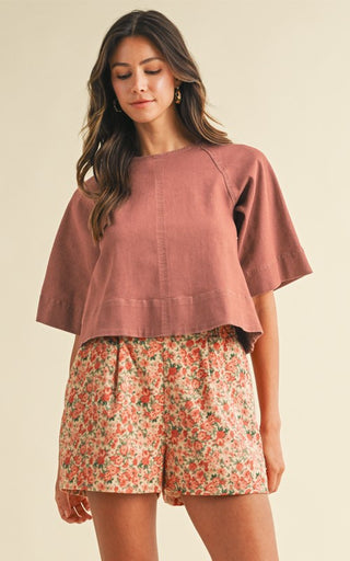 Stretch Denim Tie Back Detail Blouse