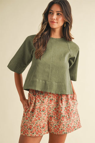 Stretch Denim Tie Back Detail Blouse | JQ Clothing Co.
