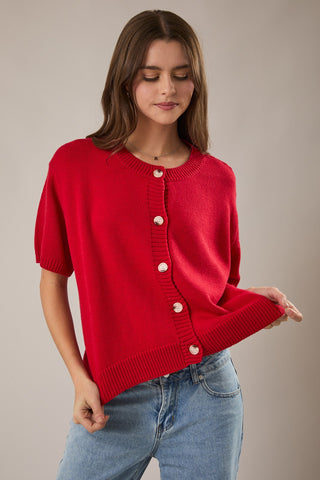 Short Sleeve Sweater Cardigan