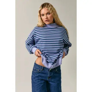 The Stripe Mock Neck Sweatshir