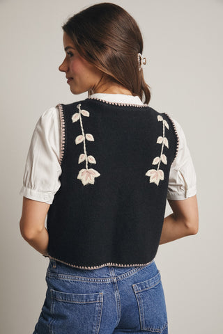 Floral Tie-front Knit Vest