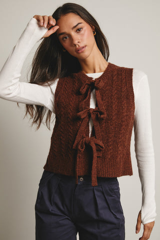 Cable Knit Bow Tie Sweater Vest
