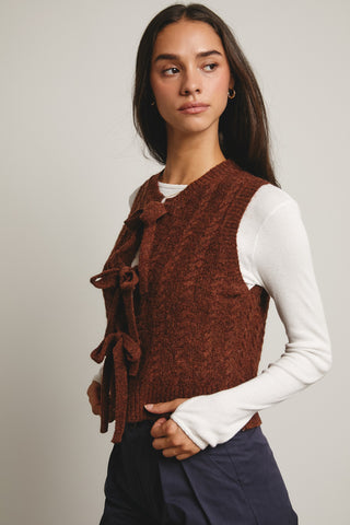 Cable Knit Bow Tie Sweater Vest