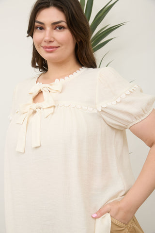 Curvy Scallop Trim Front Tie Top