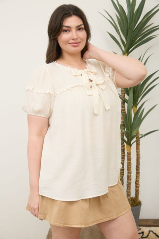 Curvy Scallop Trim Front Tie Top