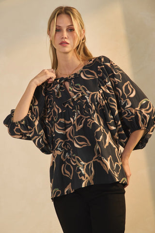 Navy Multi Floral Printed Blouse