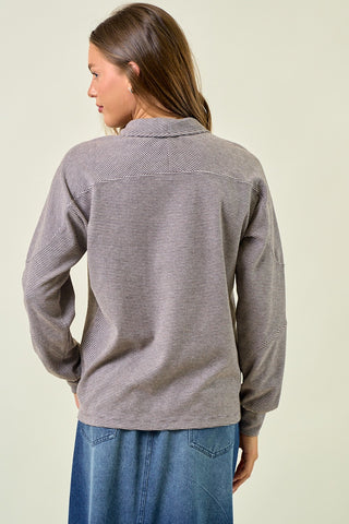 Buttery Soft Striped Knit Mock Neck Sweatshirt