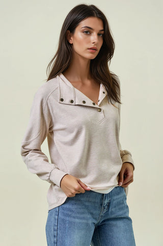 Buttery Soft Striped Knit Mock Neck Sweatshirt