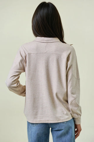 Buttery Soft Striped Knit Mock Neck Sweatshirt
