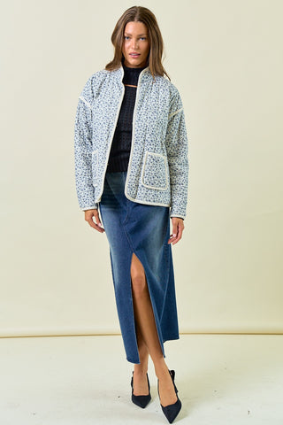 Cotton Floral LS Padded Coat