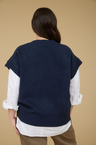 Curvy V Neck SS Knit Pullover Sweater, view 2