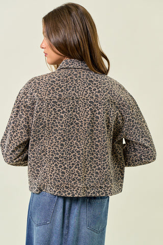 Leopard Print Denim Trucker Jacket