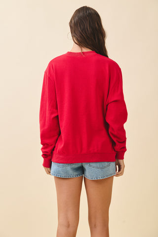 Flag Patch Fleece Pullover Sweatshirt