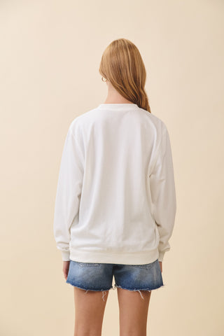 Flag Patch Fleece Pullover Sweatshirt