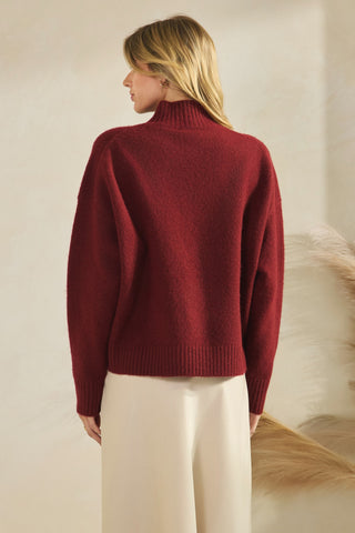 Mockneck Long Sleeve Ribbed Knit Sweater