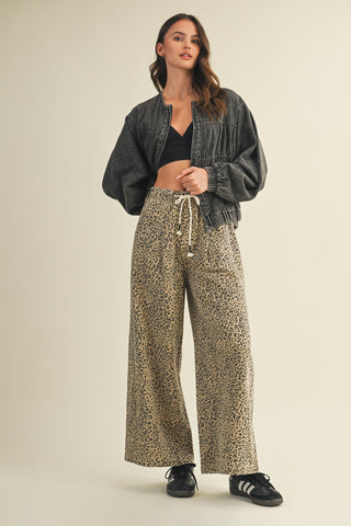 Spotted Print Drawstring Wide-leg Trouser