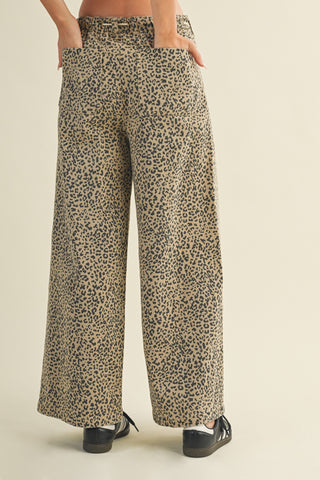 Spotted Print Drawstring Wide-leg Trouser