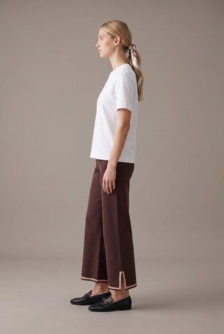 Contrast Trim 3/4 Sleeve Knit Pants Set
