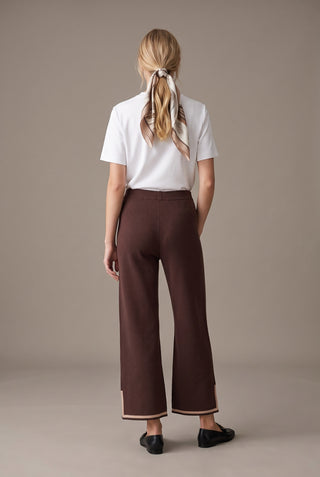 Contrast Trim 3/4 Sleeve Knit Pants Set